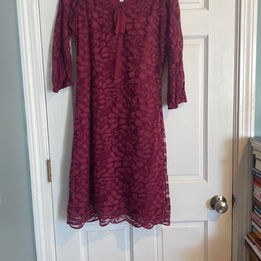 Garnet hill wine colored lace dress